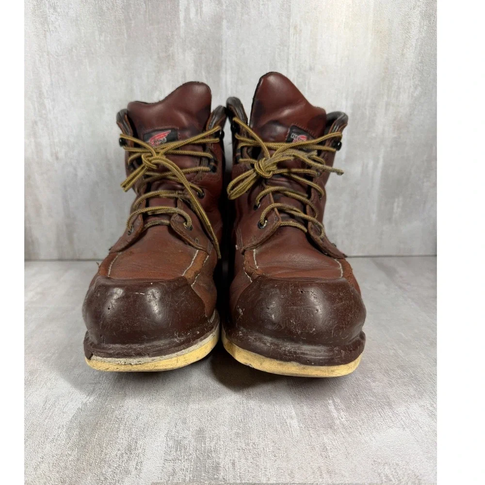 Red Wing ASTM F2892-18 EH 405 10.5 D Brown Leather Tuff Toe Work Boots *READ